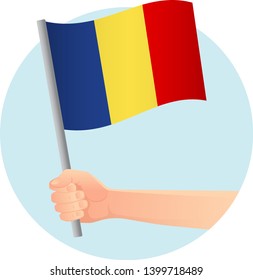 Chad flag in hand. Patriotic background. National flag of Chad vector illustration