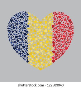 Chad flag in heart shape