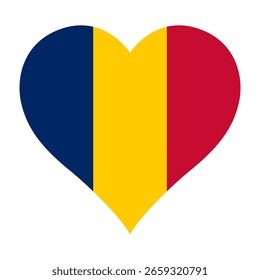 Chad flag heart shaped icon digital vector illustration. National flag of Chad. Love flag icon.