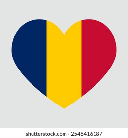 Chad flag heart shaped. Love symbol. Vector illustration