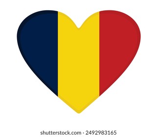 Chad flag heart shaped. vector