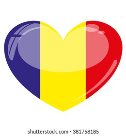 Chad Flag Heart Vector Silhouette