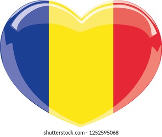 Chad flag in a Heart vector, sticker