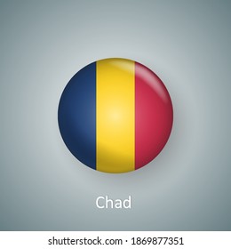 Tschad-Flagge Symbol Kreis 3er Farbverlauf einzeln