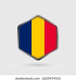 Tschad-Flaggensymbol in Sechseckform.