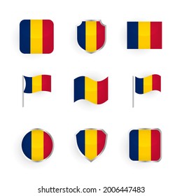 Diseño elegante de iconos de la bandera de Chad