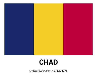 Chad flag isolated vector in official colors and Proportion Correctly. country's name label in bottom Chad flag isolated vector in official colors and Proportion Correctly. country's name label in bottom