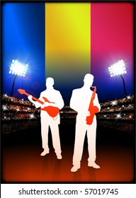 Chad Flag with Live Music Band on Stadium Background Original Illustration