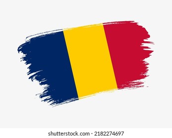 Chad flag made in textured brush stroke. Patriotic country flag on white background