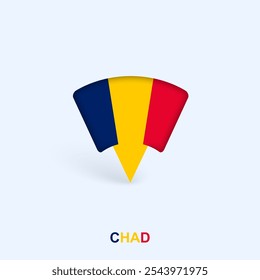 Chad Flag Map Pointer Design with Shadow. Vector illustrator.