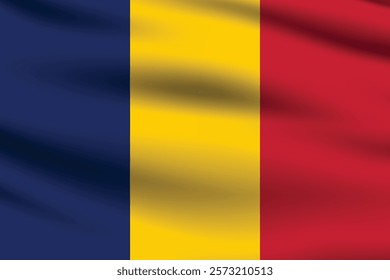 Chad flag official colors and proportion digital vector illustration. Pleated flag.