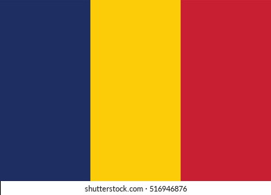 Chad flag, official colors and proportion correctly. National Chad flag. 