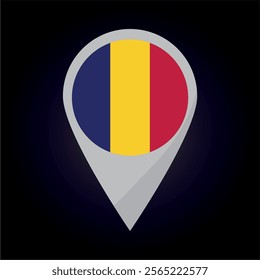 Chad Flag on Location Pin. vector illustration
