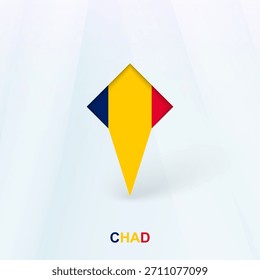 Chad Flag Pin Icon with Geometric Design. Vector illustration.