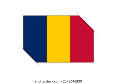 Chad flag - rectangle colorful flag representing a country cultural identity and heritage. The essence of national pride and unity. Attached by the corners in a paper album