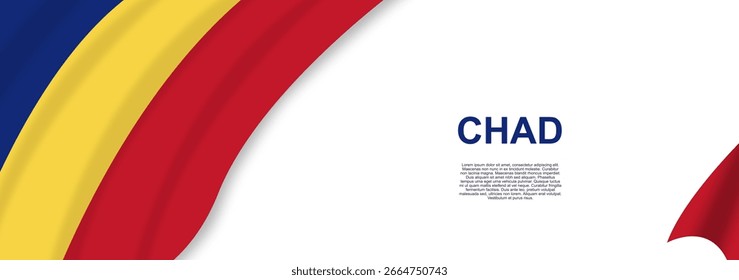 Chad flag with rectangular shape and white background