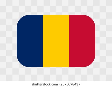 Chad flag - rounded rectangle colorful flag representing a country cultural identity and heritage. The essence of national pride and unity. Vector flag on transparent background.