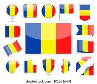 Chad Flag Set - Vector Illustration