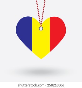Chad flag in the shape of a heart with hang tags