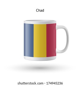 Chad flag souvenir mug isolated on white background. Vector illustration.