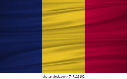 chad flag vector. Vector flag of chad blowig in the wind. EPS 10.