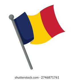 Chad flag vector illustration, chad national flag icon, official country flag sign isolated, national flag of chad waving on flagpole vector