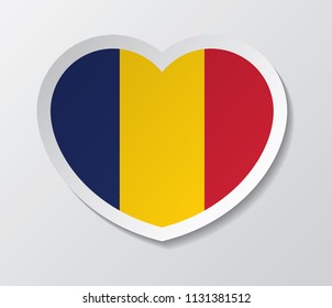 chad flag vector love heart shape