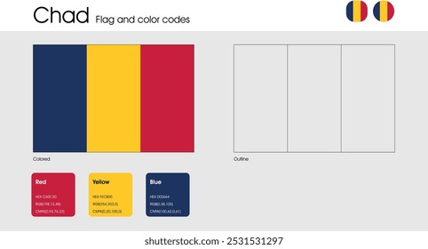 Chad Flag version of colored, outline and icons