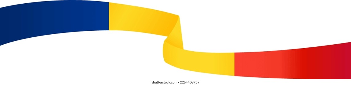 Chad flag wave isolated on png or transparent background
