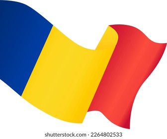Chad flag wave isolated on png or transparent background