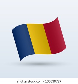 Chad flag waving form on gray background. Vector illustration.