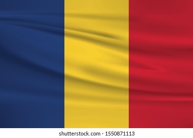 Chad flag waving with wind effect