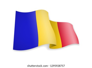 Chad flag in the wind. Flag on white background vector illustration
