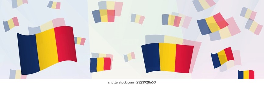 Chad flag-themed abstract design on a banner. Abstract background design with National flags. Vector illustration.