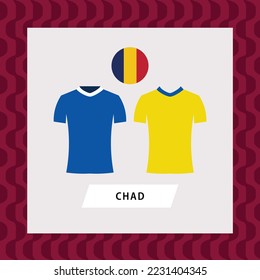 Chad football national team uniform flat illustration with the round national flag. African country football team.