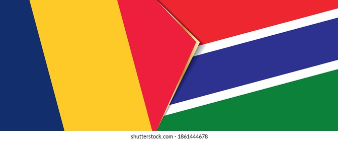 Chad and Gambia flags, two vector flags symbol of relationship or confrontation.