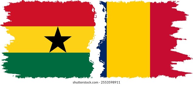 Chad and Ghana grunge flags connection, vector