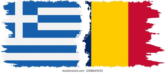 Conexión de banderas de grifo Chad y Grecia, vector