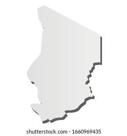 Chad - grey 3d-like silhouette map of country area with dropped shadow. Simple flat vector illustration.