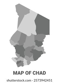 Chad Greyscale political map simple flat illustration