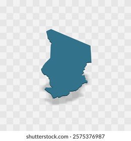 Chad high detailed vector representation of country silhouette. 3D map on transparent background with dropped shadow. For educational, decorative, or informational use.