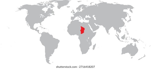 Chad destacado en el diseño del Vector del mapa mundial