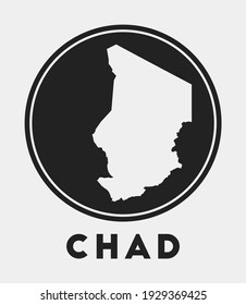 Chad icon. Round logo with country map and title. Stylish Chad badge with map. Vector illustration.