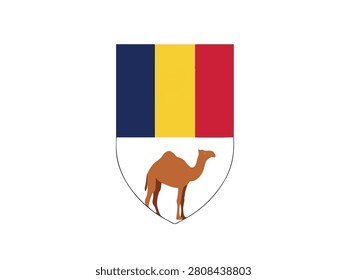 Chad independence day shield vector with flag and camel.