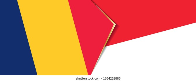 Banderas de Chad e Indonesia, dos banderas vectoriales símbolo de relación o enfrentamiento.