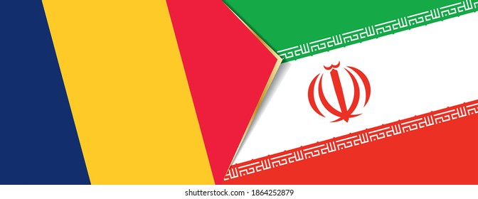 Chad and Iran flags, two vector flags symbol of relationship or confrontation.