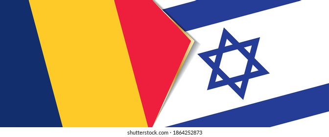 Banderas de Chad e Israel, dos banderas vectoriales símbolo de relación o enfrentamiento.
