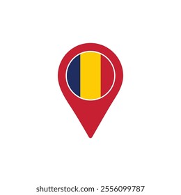 Chad location pin with national flag