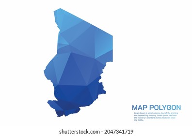 Chad Map Abstract geometric rumpled triangular low poly style gradient graphic on white background
