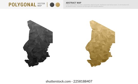 Chad map of abstract gold and black vector polygon set couple.